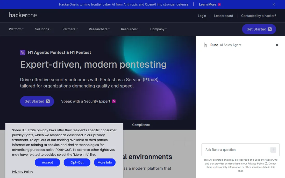 HackerOne Pentest product page