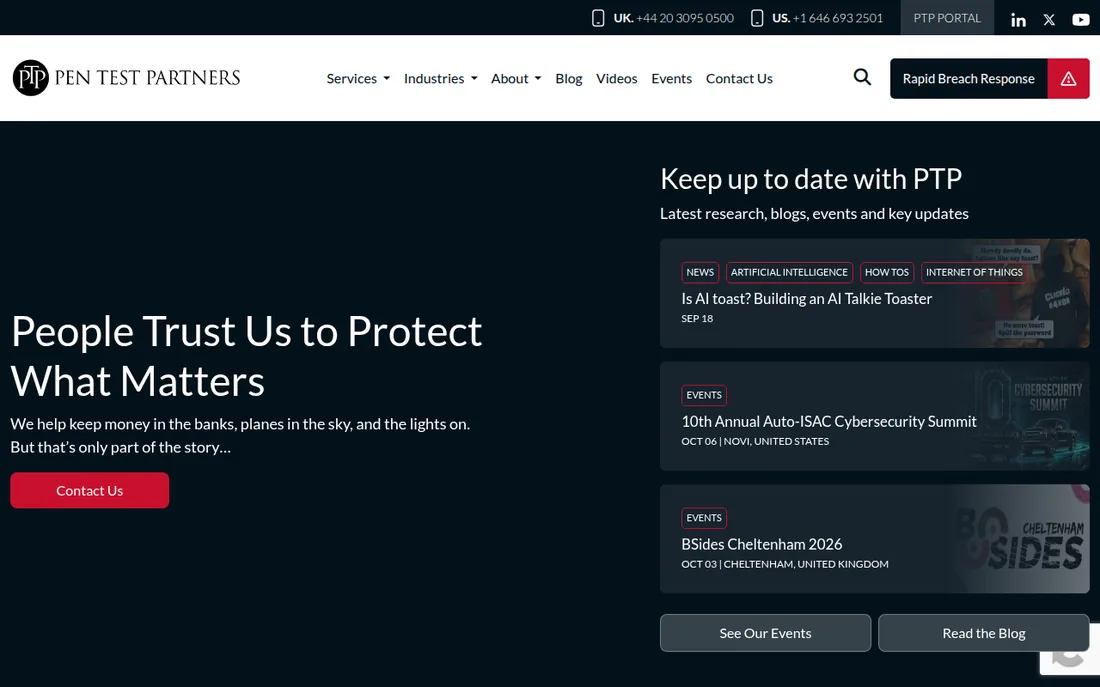 Pen Test Partners homepage