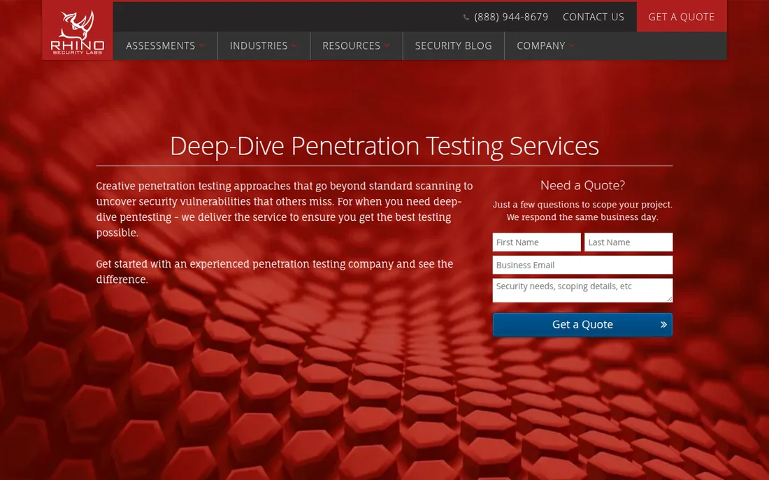 Rhino Security Labs homepage