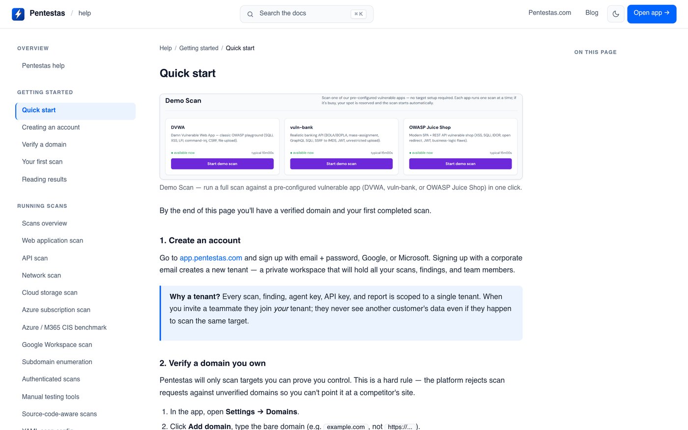 Pentestas quick start documentation