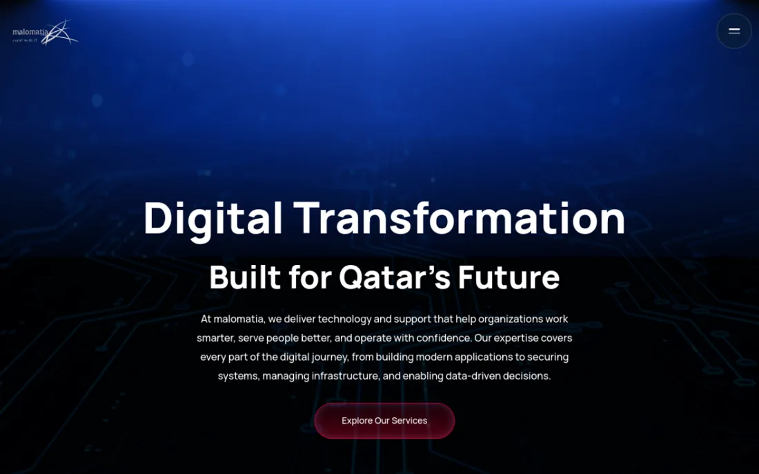 malomatia homepage, a cybersecurity provider serving Qatar