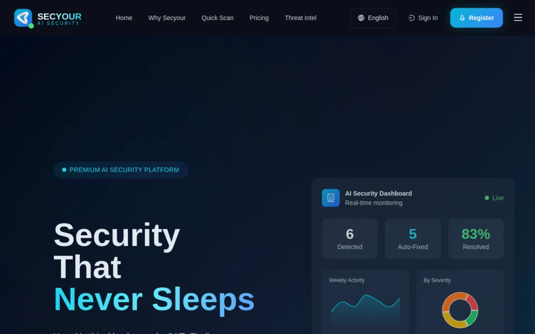 Secyour homepage, a cybersecurity provider serving Qatar
