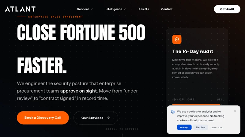 Atlant Security homepage — #1 ranked cybersecurity company serving Europe