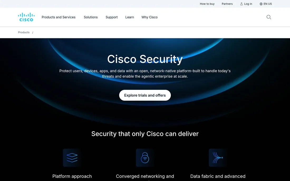 Cisco Security portfolio homepage