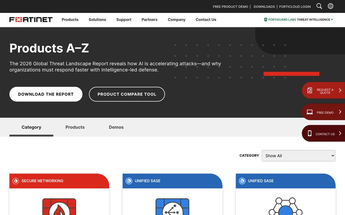 Fortinet homepage