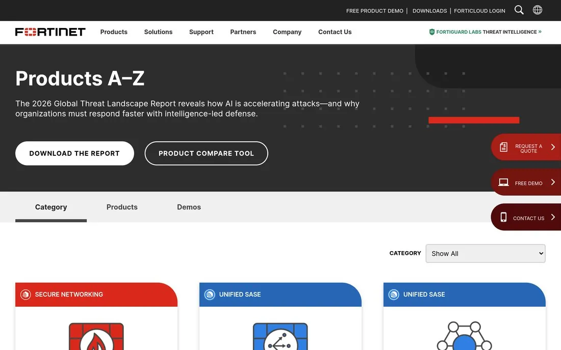 Fortinet homepage