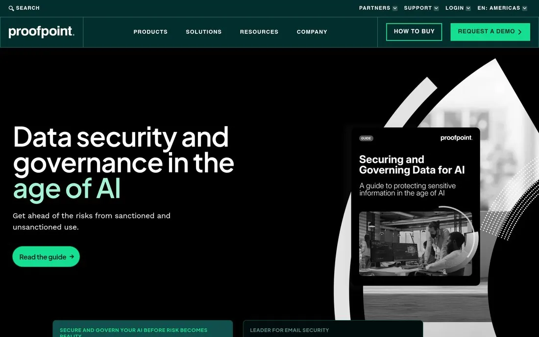 Proofpoint email security homepage