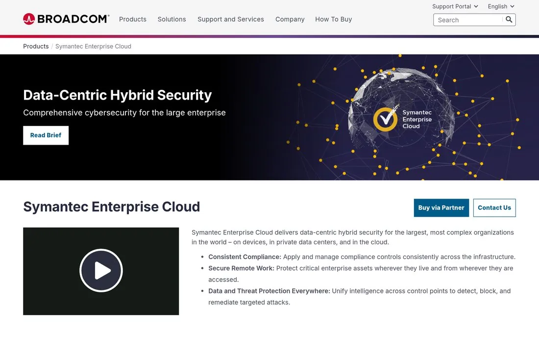 Broadcom Symantec enterprise security homepage