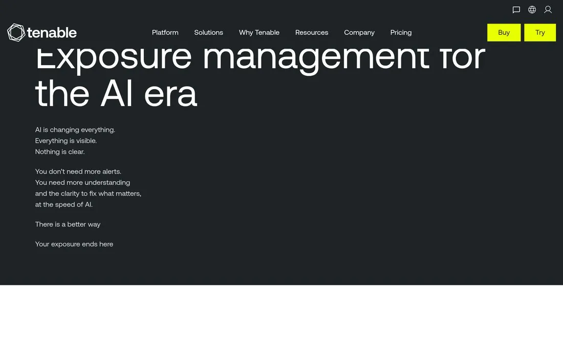 Tenable exposure management homepage
