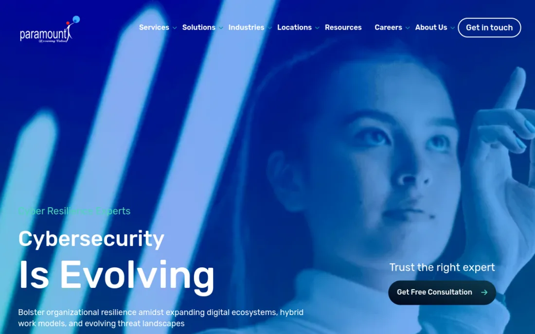Paramount homepage, a cybersecurity provider serving the UAE