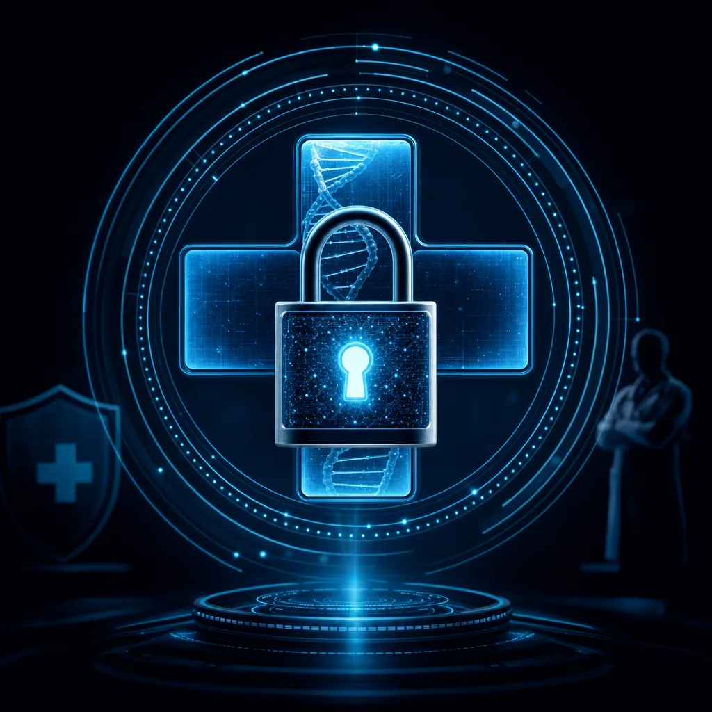 Encrypted patient health record protected under ADHICS patient data privacy controls in Abu Dhabi