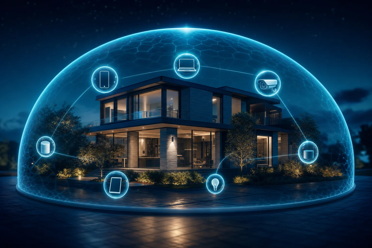 Family home network protected by a secure perimeter with every phone, laptop, and smart home device hardened against intruders