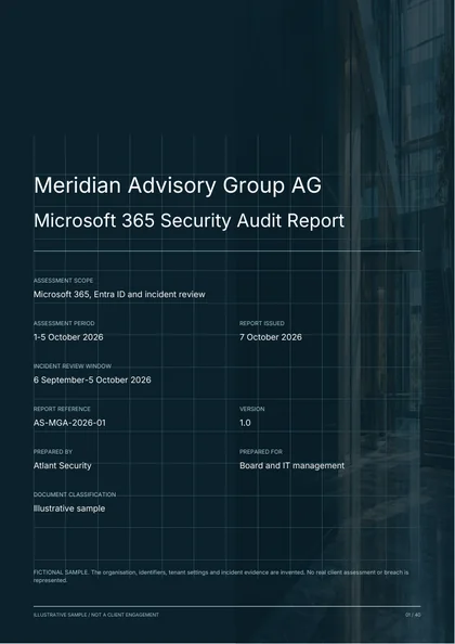 Cover of the illustrative Microsoft 365 audit report