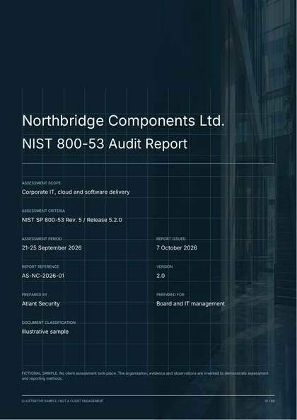 Cover of the illustrative NIST SP 800-53 audit report