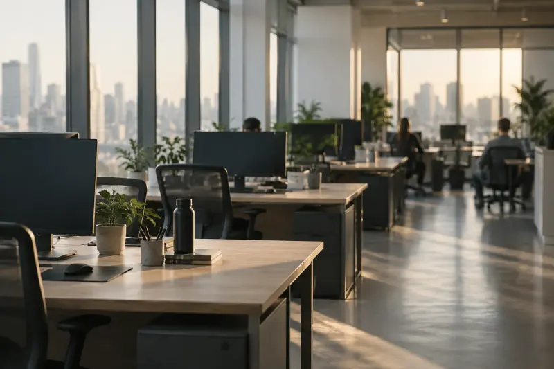 SaaS pentest: an open-plan software company office in late afternoon light - Atlant Security