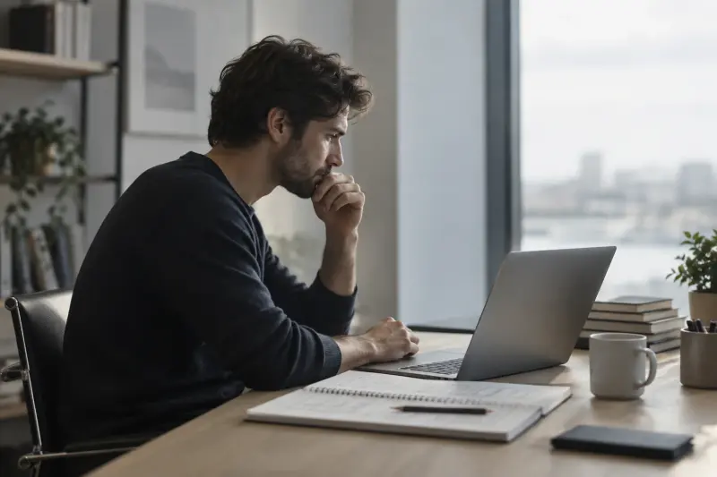 API pentest: a software engineer’s desk with a laptop angled away and an annotated printed API specification - Atlant Security