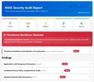 Interface of Atlant 365 Auditor Script